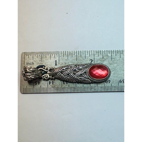 Estate SARDA Sterling Silver 925 Pink Gemstone Pendant Ornate Bali Design - Picture 7 of 9